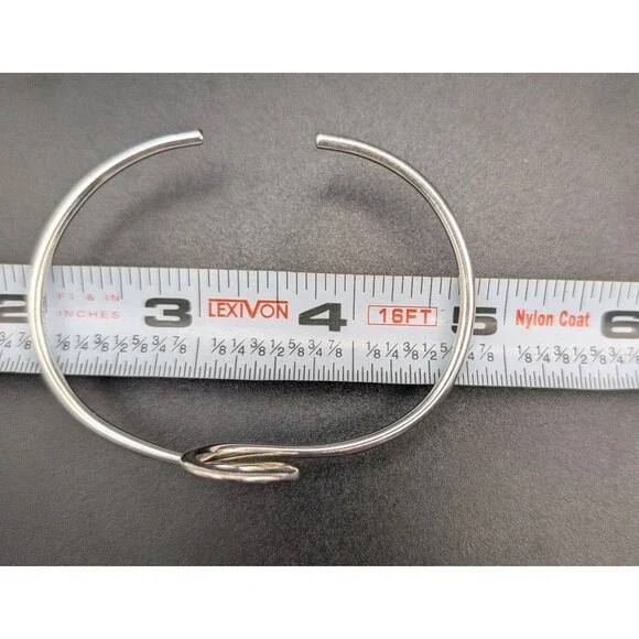 Mexico 925 Sterling Silver Hammered Bracelet, Adjustable, 0.384ozt / 0.42oz - Picture 6 of 8